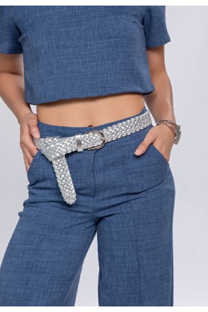 CINTO TRANÇADO METALIZADO PRATA