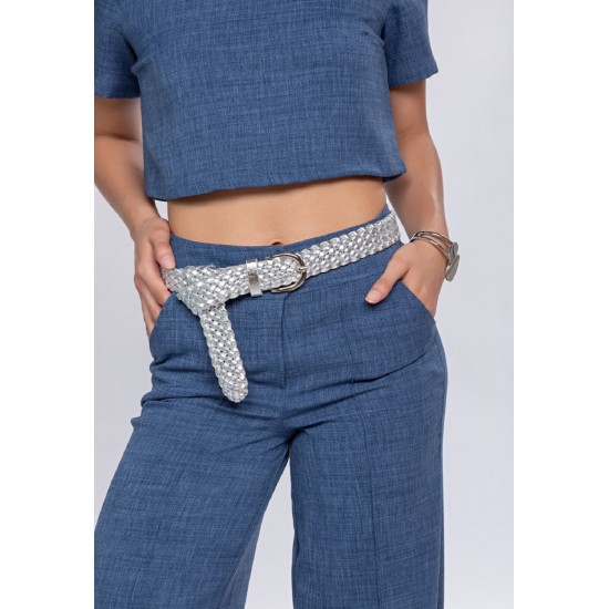 CINTO TRANÇADO METALIZADO PRATA