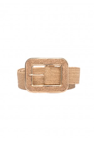 Cinto Inspiração Palha Elástico Bege Escuro