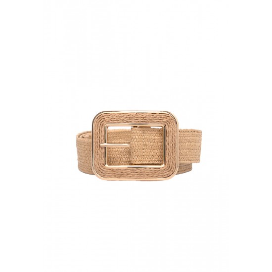 Cinto Inspiração Palha Elástico Bege Escuro