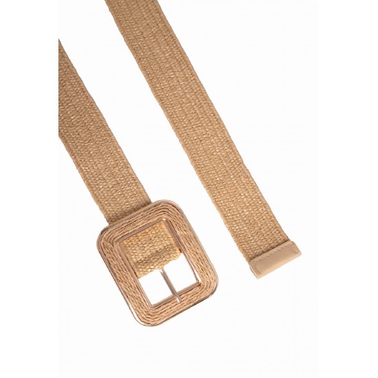 Cinto Inspiração Palha Elástico Bege Escuro