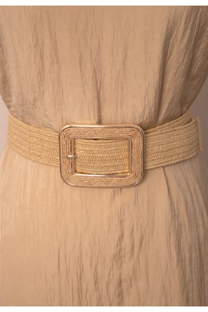 Cinto Inspiração Palha Elástico Bege Escuro