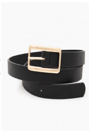 CINTO PRETO FIVELA DOURADA AURORA