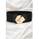 CINTO COM ELASTICO LARGO PRETO FIVELA FOLHAS DOURADAS DIVA