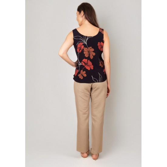 Blusa Regata Nhambu Viscose Estampa Rosas da Floresta