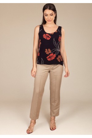 Blusa Regata Nhambu Viscose Estampa Rosas da Floresta