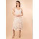 Vestido Curto Renda Filé Bege
