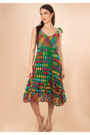 Vestido Curto Renda Filé Verde