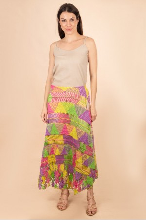 Saia em Renda Filé Colorida