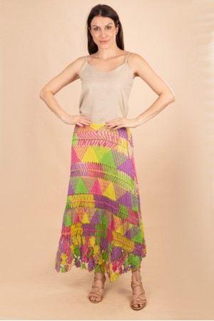 Saia em Renda Filé Colorida