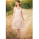 Vestido Curto Renda Filé Bege