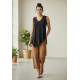 Blusa Regata Assimétrica Malha Preta