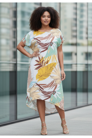 Vestido Midi Plano Estampa Aurora Suave