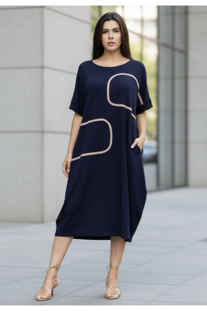 Vestido Midi Tribalê Malha Plus Azul