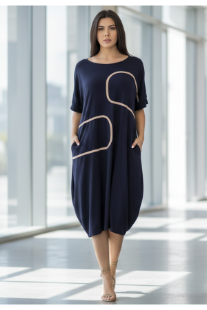 Vestido Midi Tribalê Malha Plus Azul