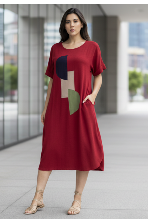 Vestido Midi Amora Malha Midi Plus Bordô