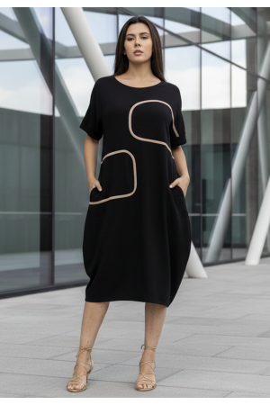 Vestido Midi Tribalê Malha Plus Preto