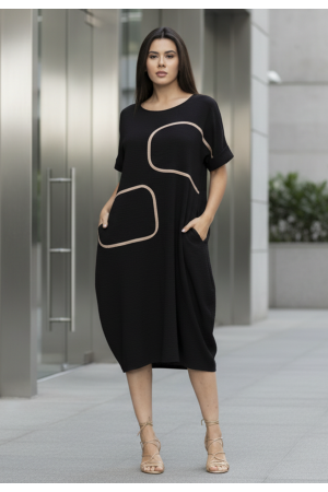 Vestido Midi Tribalê Malha Plus Preto