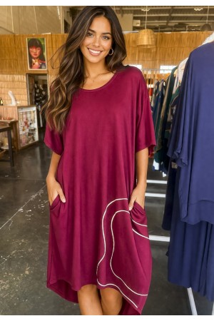 Vestido Midi Caju Malha Plus Bordô