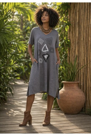 Vestido Ébano Malha Midi Plus Mescla