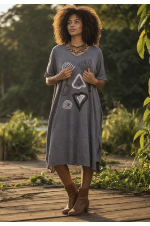 Vestido Ébano Malha Midi Plus Mescla