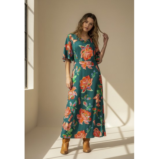 Vestido Longo Jaciara Viscose Estampa Explosão Floral