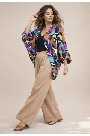 Kimono Viscose Manga Ampla  Estampa Aurora Urbana