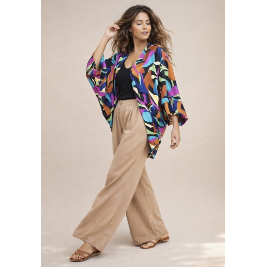 Kimono Viscose Manga Ampla  Estampa Aurora Urbana