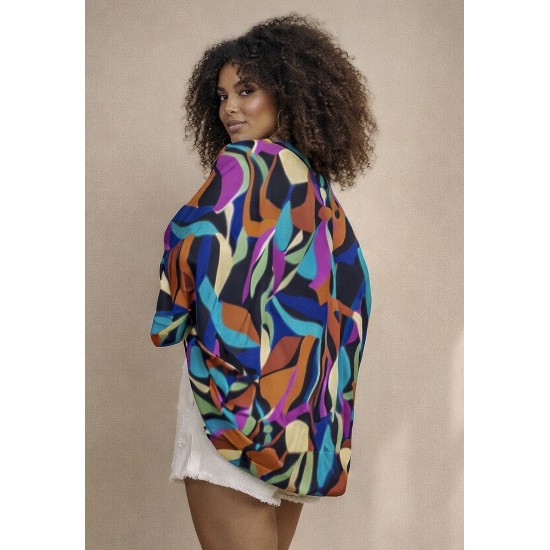 Kimono Viscose Manga Ampla  Estampa Aurora Urbana