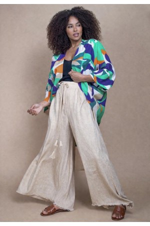 Kimono Viscose Manga Ampla Estampa Brisa do Mar