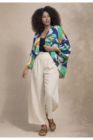 Kimono Viscose Manga Ampla Estampa Brisa do Mar
