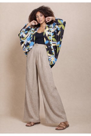Kimono Viscose Manga Ampla Estampa Jardim Noturno