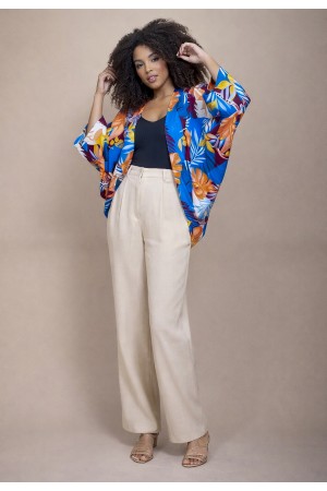 Kimono Viscose Manga Ampla Estampa Aurora Profunda