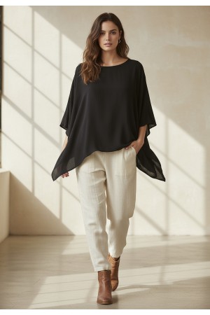 Blusa Poncho Baguari Amplo Preta