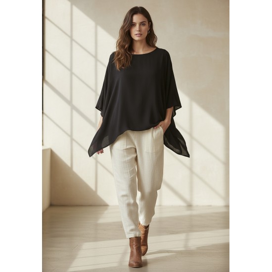 Blusa Poncho Baguari Amplo Preta