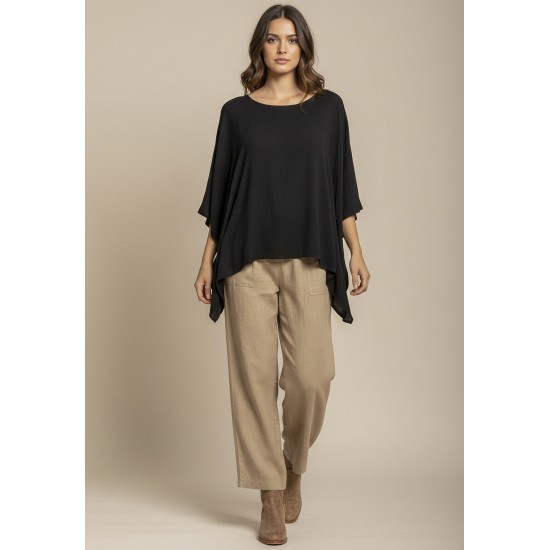 Blusa Poncho Baguari Amplo Preta
