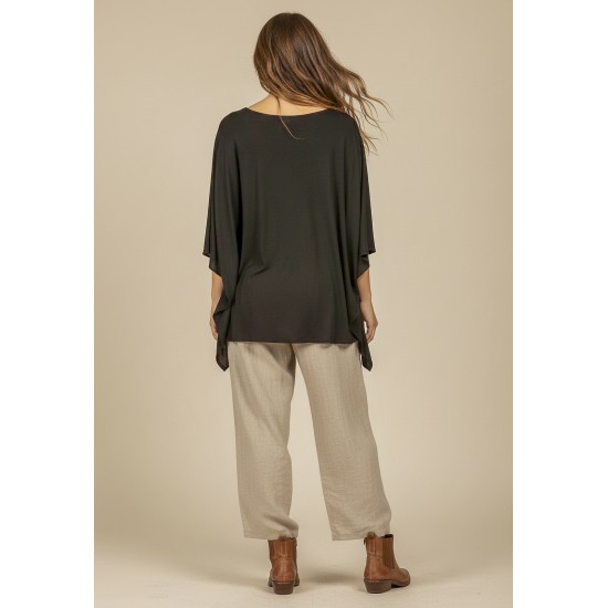 Blusa Poncho Baguari Amplo Preta
