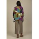 Blusa Poncho Baguari Amplo Estampa Jardim Azul