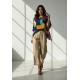 Blusa Poncho Baguari Amplo Estampa Jardim Azul