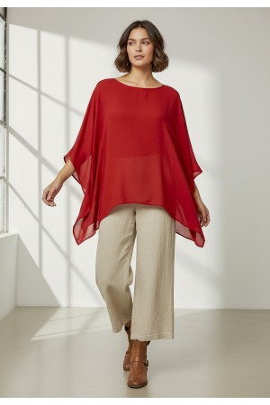 Blusa Poncho Baguari Amplo Terracota