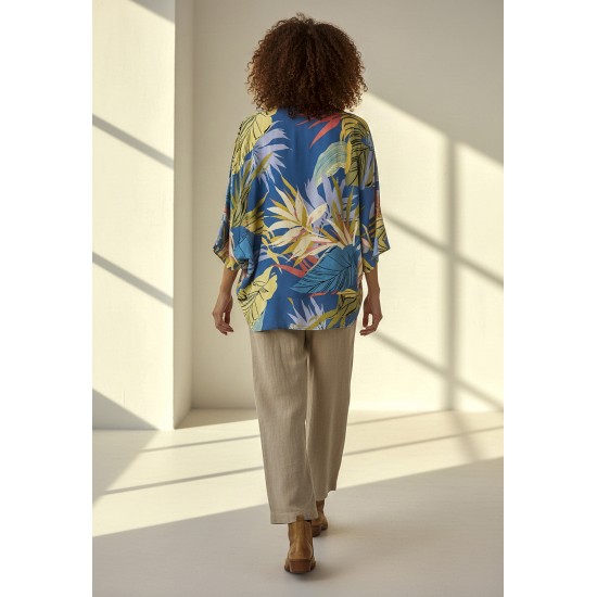 Kimono Viscose Manga Ampla Estampa Brisa Botânica