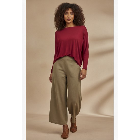 Blusa Canoa Malha Manga 3/4 Bordô