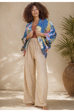 Kimono Viscose Manga Ampla Estampa Brisa Botânica