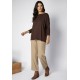 Blusa Canoa Malha Manga 3/4 Marrom