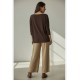Blusa Canoa Malha Manga 3/4 Marrom