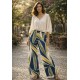 Calça Pantalona Granja Malha Estampa Selva Azul