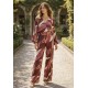 Calça Pantalona Granja Malha Estampa Selva Bordô