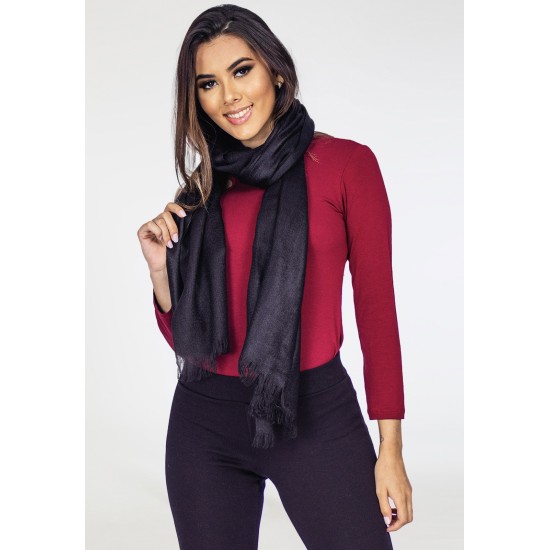 Echarpe Lenço Feminino Liso Panamá Preto
