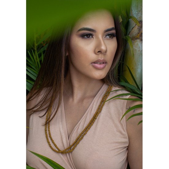 Colar Longo Semente de Morototó Mostarda - Artesãos da Região Amazônica