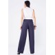 Calça Pantalona Reta Malha Cós Alto Azul Marinho